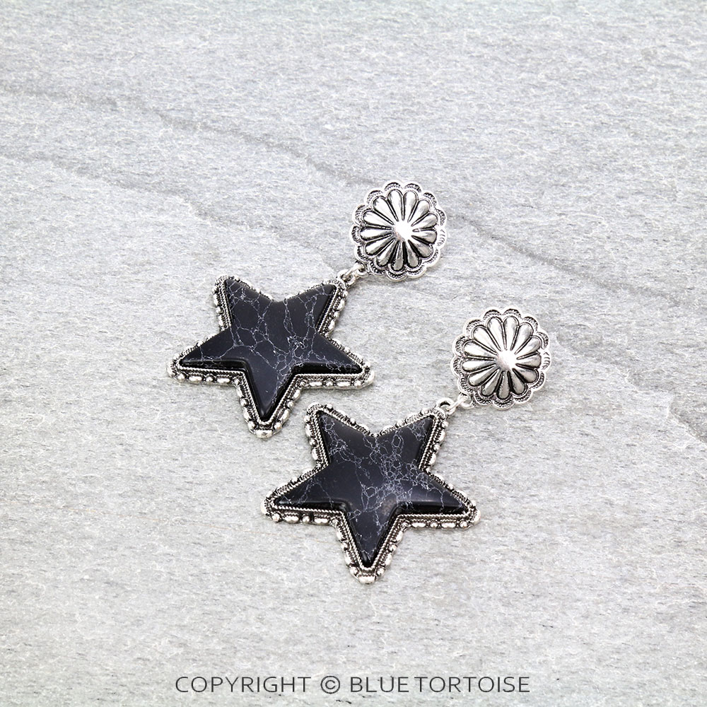 Star Stone with Concho Stud Earrings