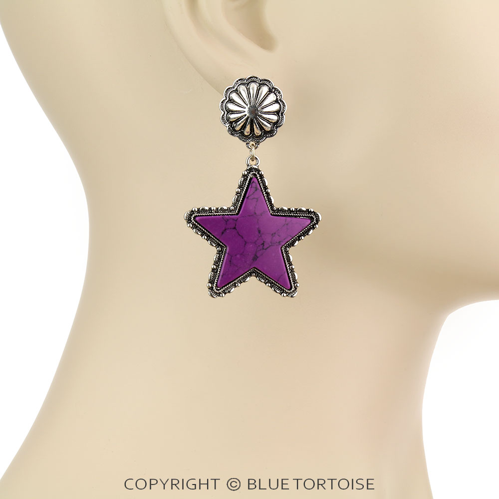 Star Stone with Concho Stud Earrings - Image 2