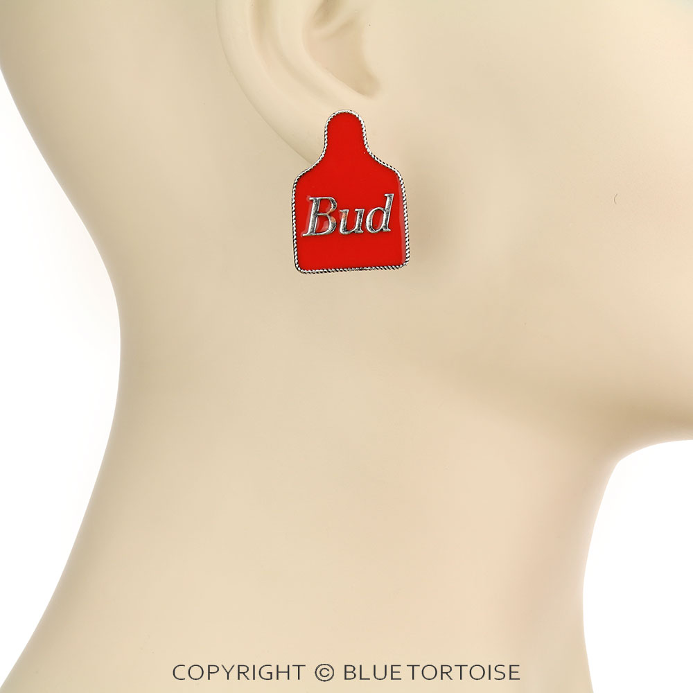 Epoxy Beer Ear Tag Stud Earrings - Image 2