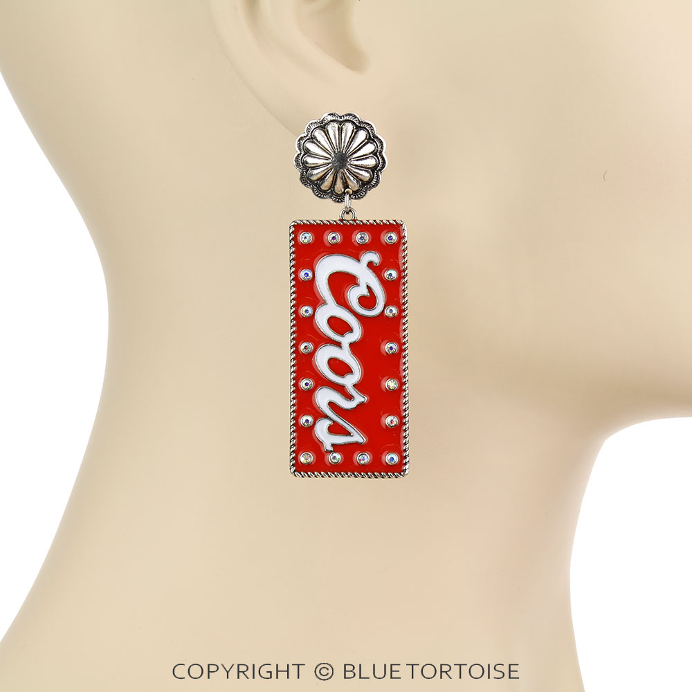 Epoxy Beer Bar Concho Stud Earrings - Image 2