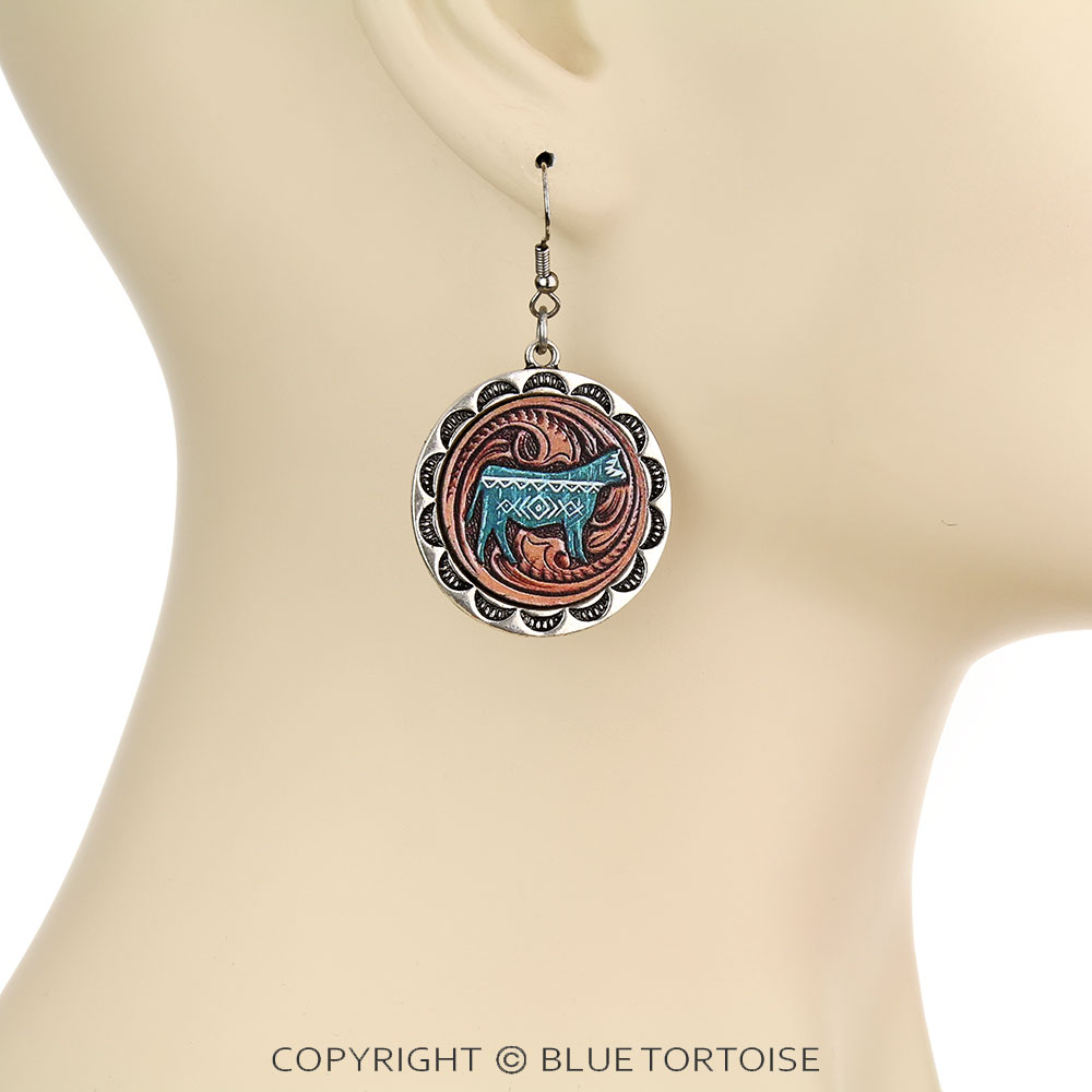 Western Cow Print Dangle Earrings - Image 2