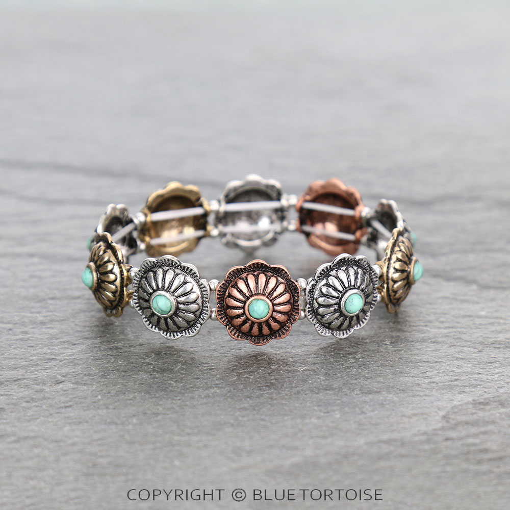 Western Concho Stone Stretch Bracelet