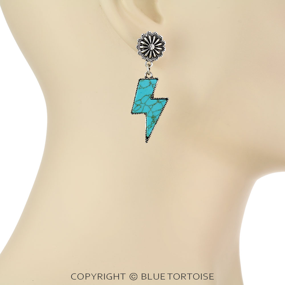Thunder Stone Concho Stud Earrings - Image 2