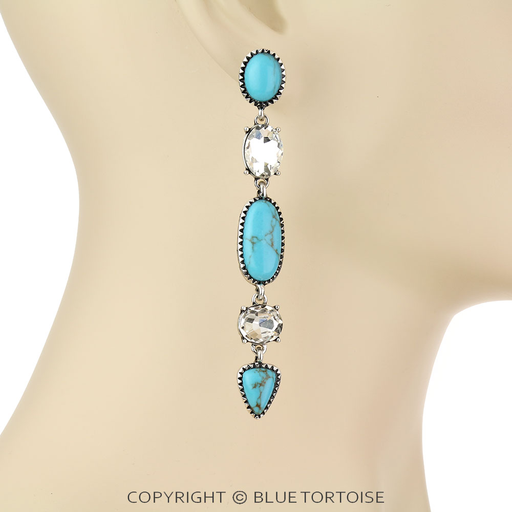 Western Stone Dangling Stud Earrings - Image 2