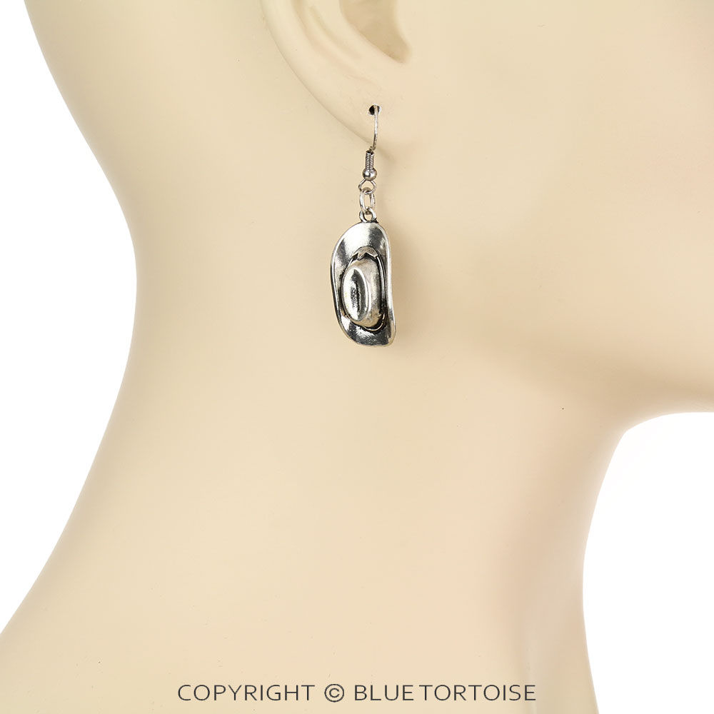Western Cowboy Hat Dangle Earrings - Image 2