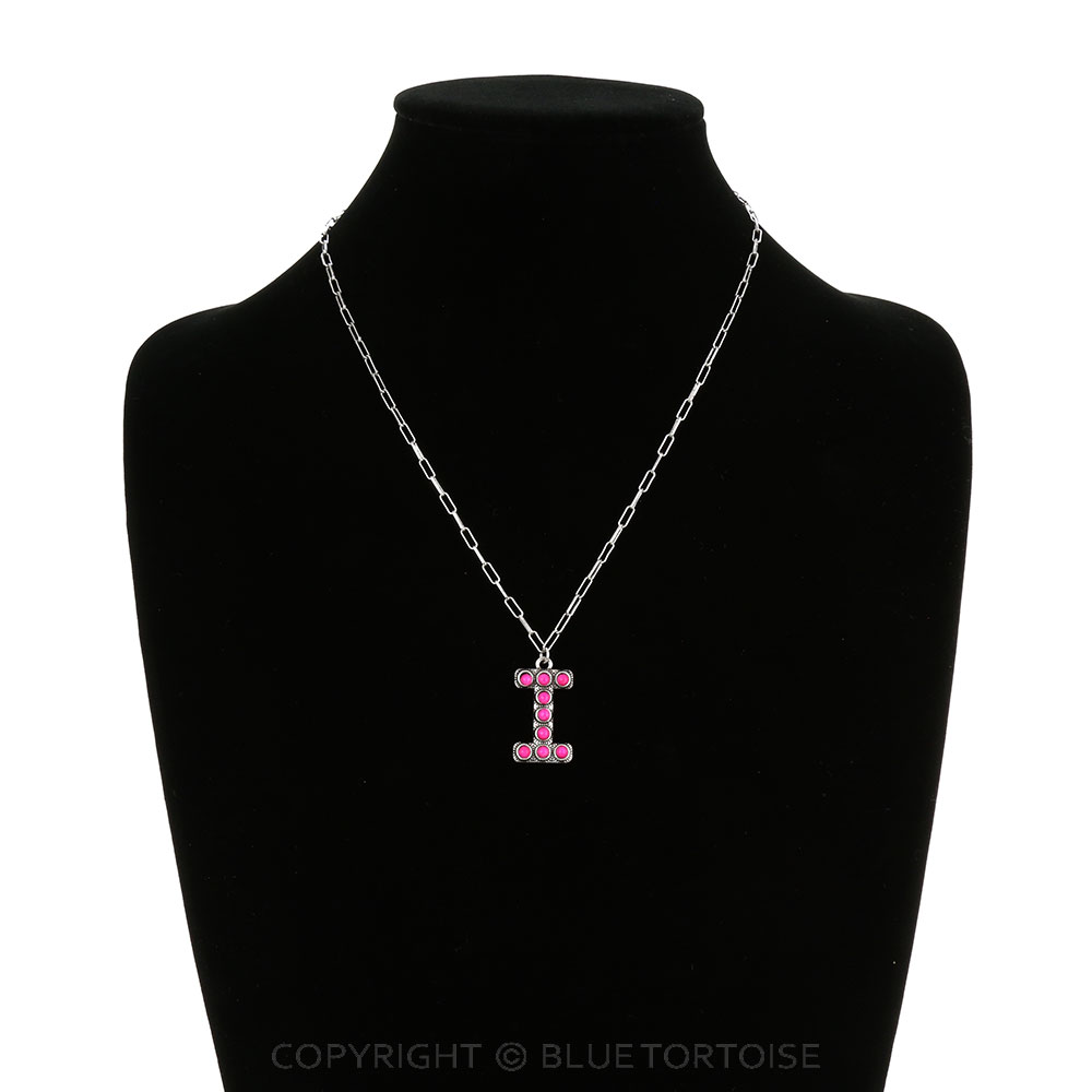 Initial “I” Stone Pendant Necklace - Image 2
