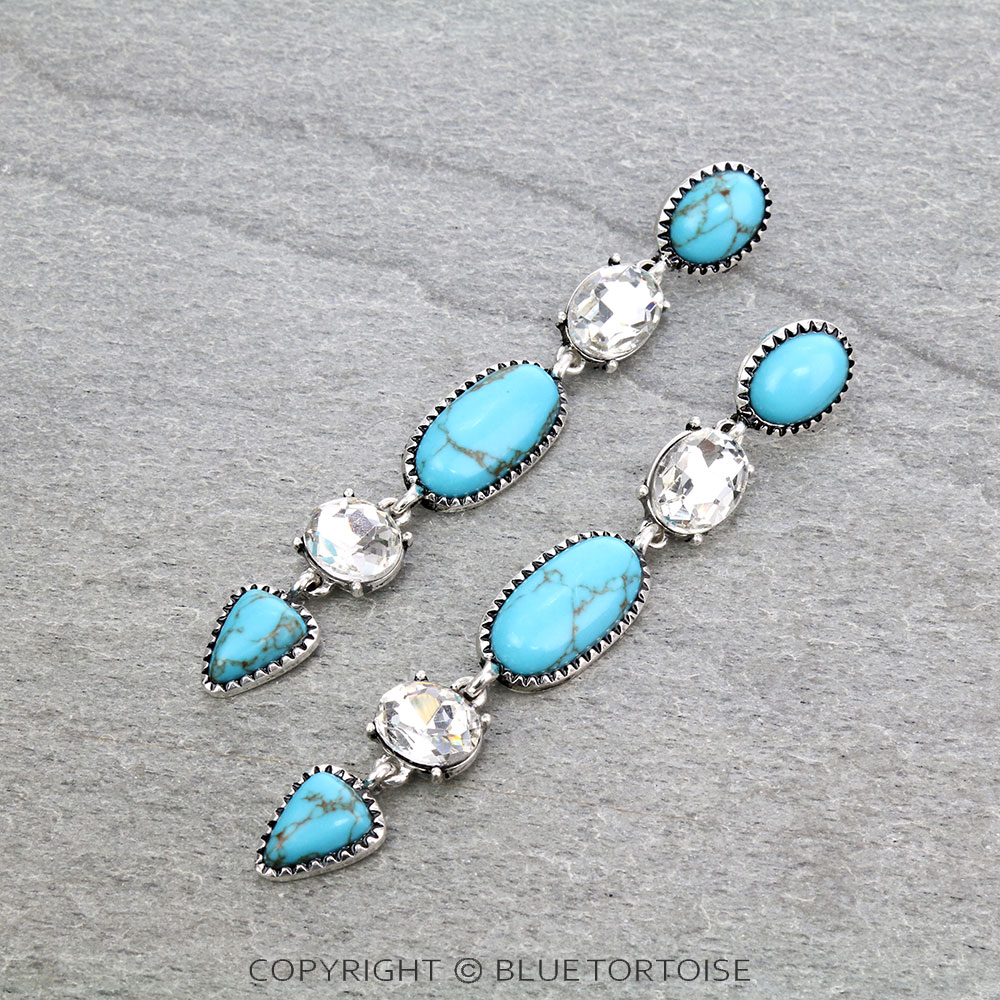 Western Stone Dangling Stud Earrings