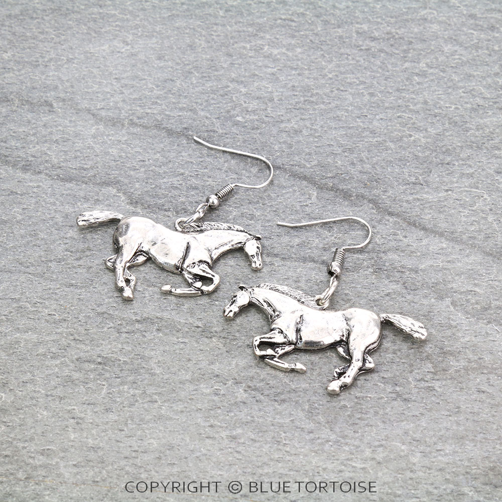 Western Running Horse Dangle Earrings