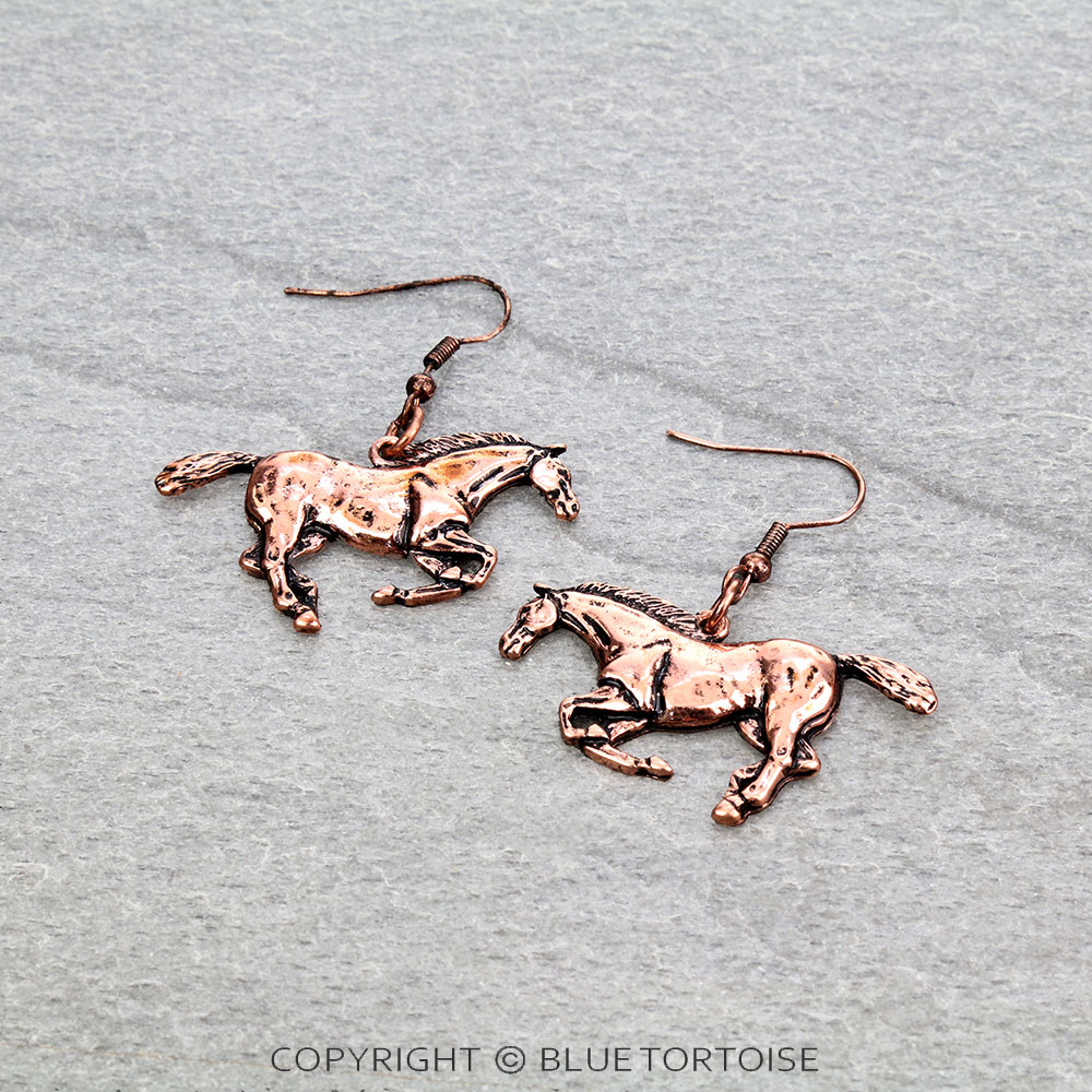 Western Running Horse Dangle Earrings