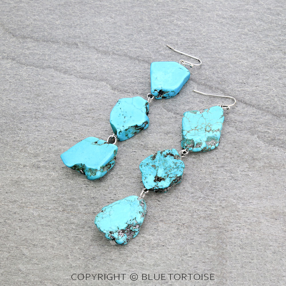 Western Slab Stone Dangling Earrings