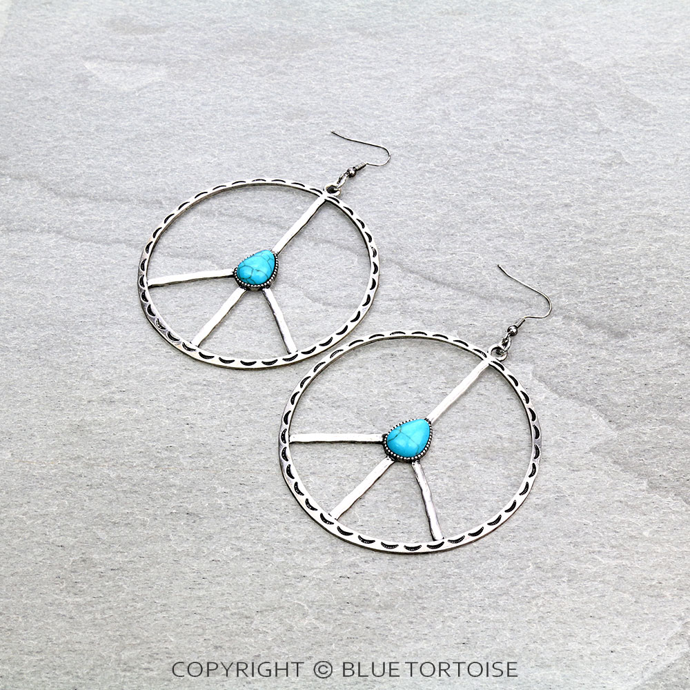 Western TQ Peace Sign Dangle Earrings