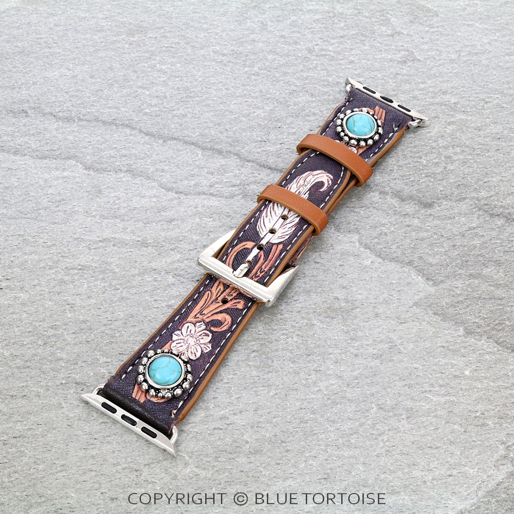 Large Western Design Leather Apple Watch Band