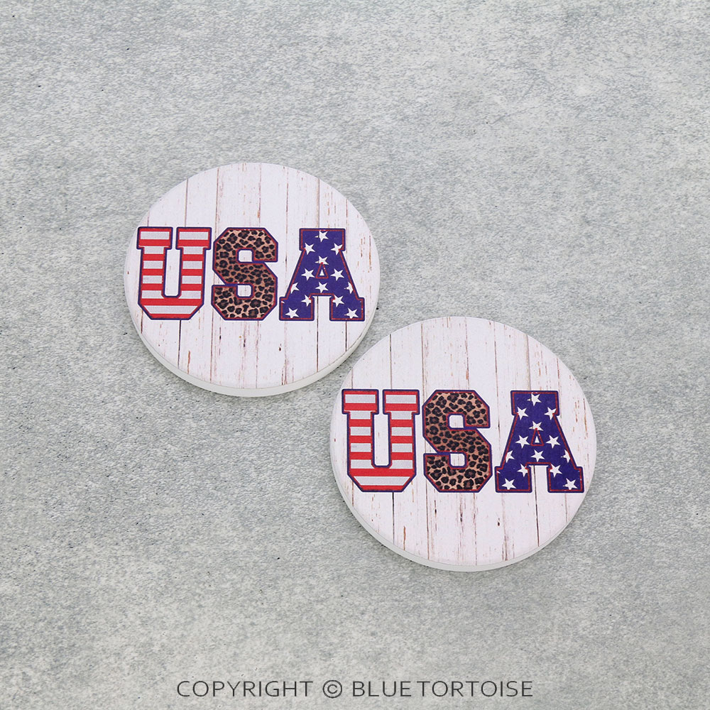 "USA" American Absorbent Ceramic Car Coasters