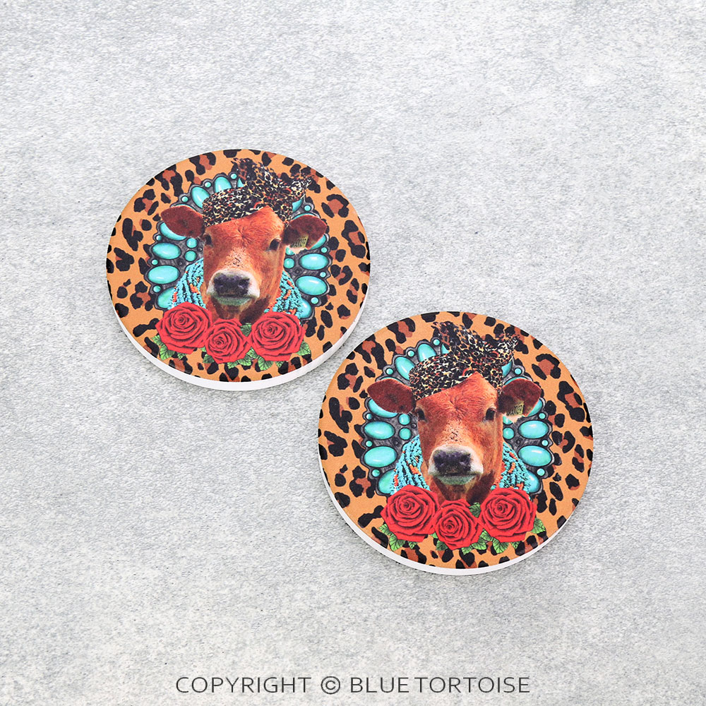TQ Cow Absorbent Ceramic Car Coasters