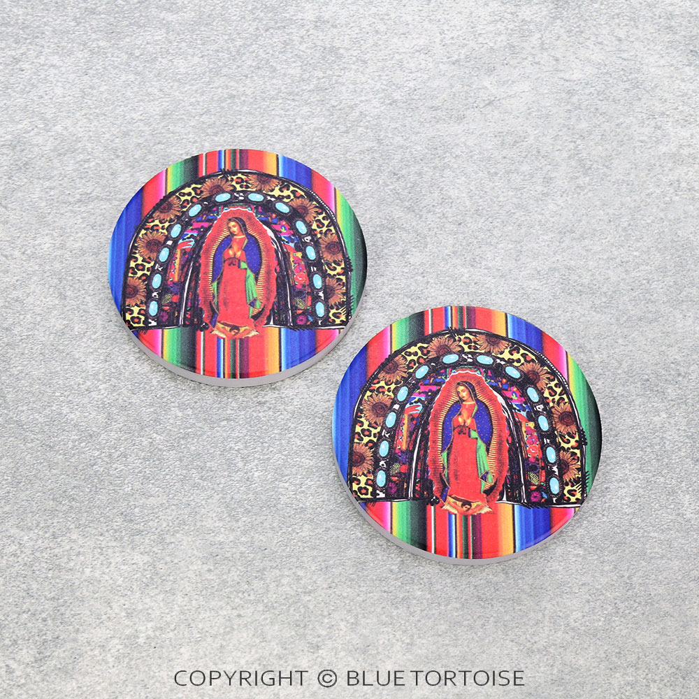 Lady Guadalupe Absorbent Ceramic Car Coasters