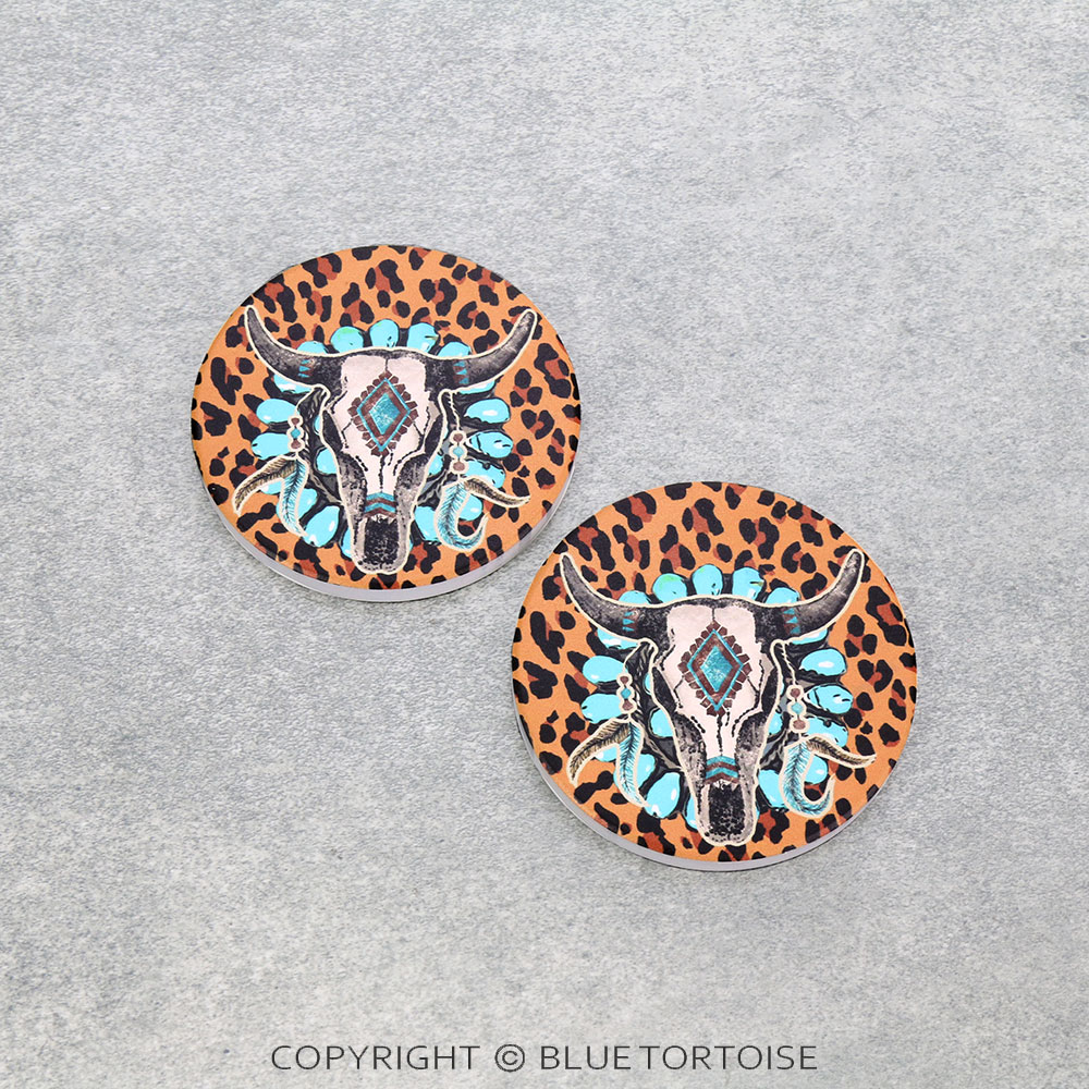 TQ Steer Skull Absorbent Ceramic Car Coasters