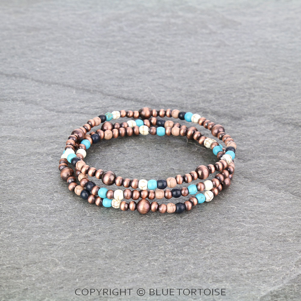 Navajo Style Pearl and Bead Stackable Bracelet