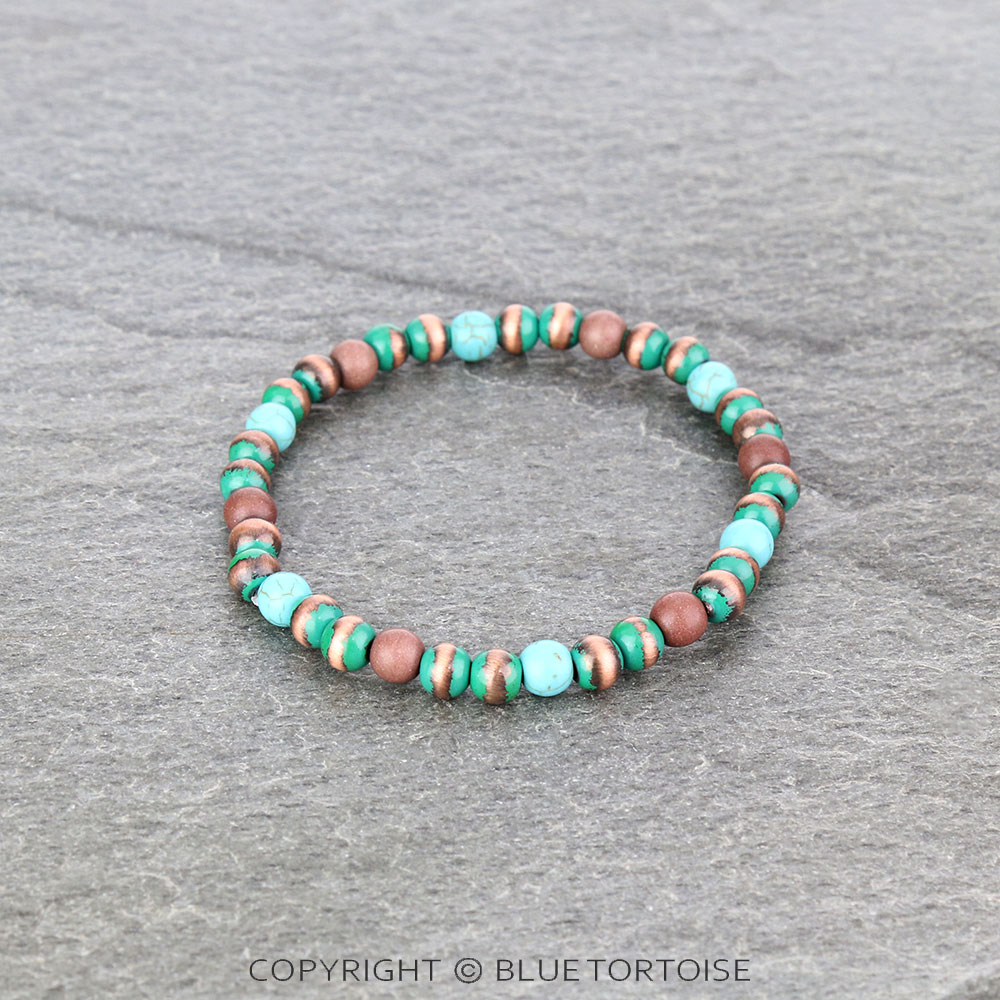 Navajo Style Pearl and Bead Stretch Bracelet
