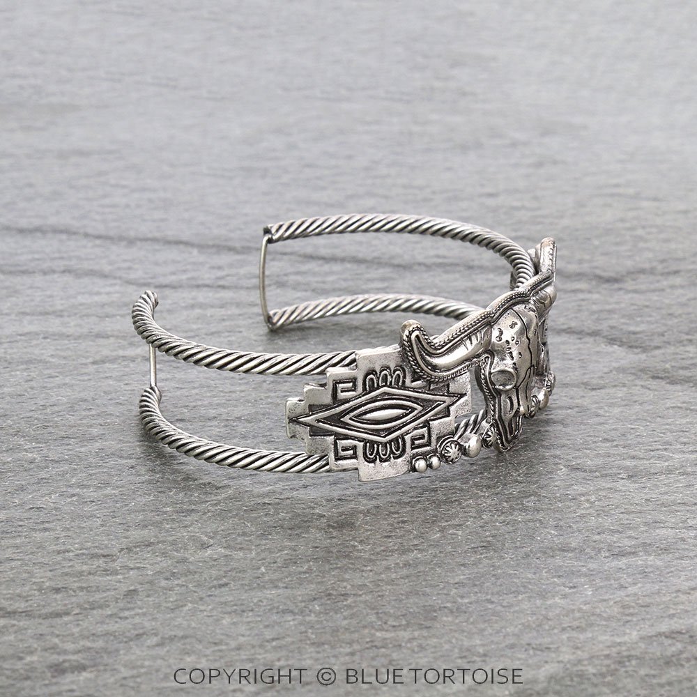 Western Steer Skull Cuff Bracelet - Image 2