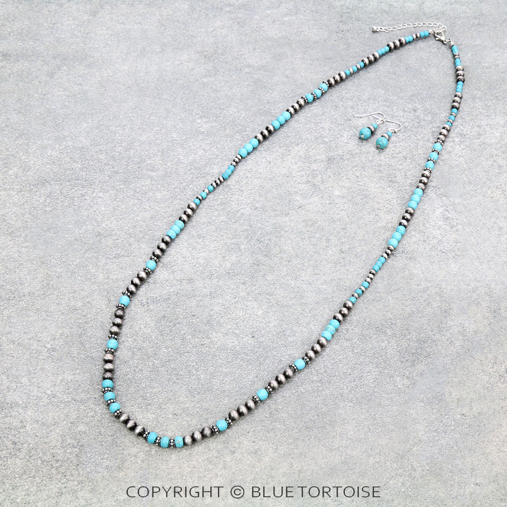 Western Navajo Style Pearl and Bead Necklace Set