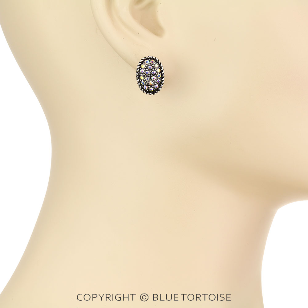 Oval Shape Stone Stud Earrings - Image 2
