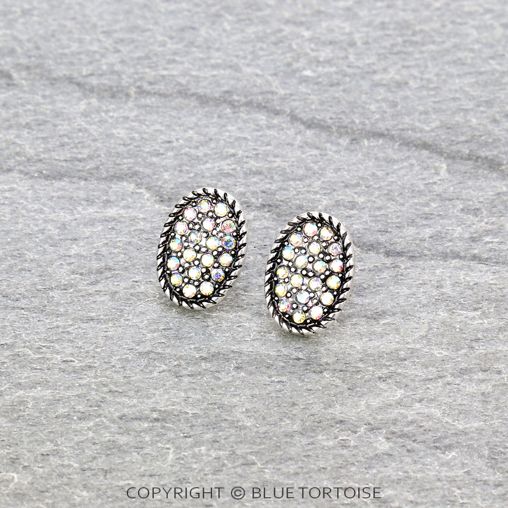 Oval Shape Stone Stud Earrings
