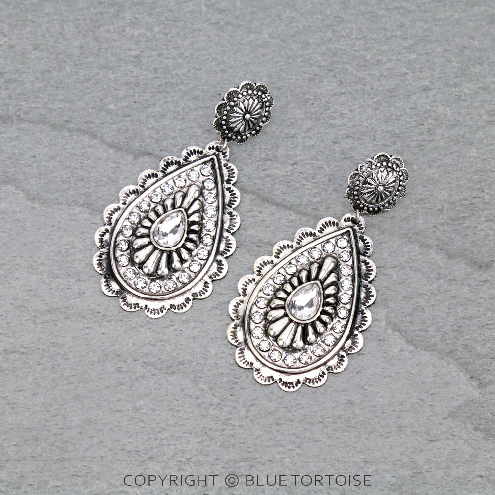 Concho Teardrop Stud Earrings