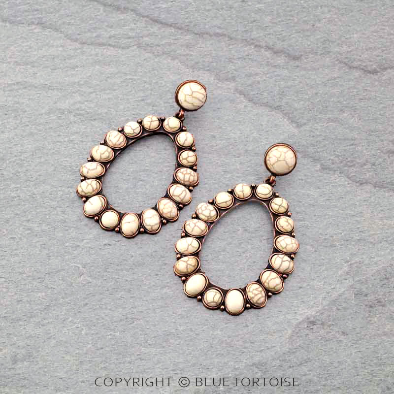 Western Oval Stone Post Earrings