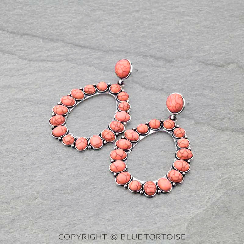 Western Oval Stone Post Earrings