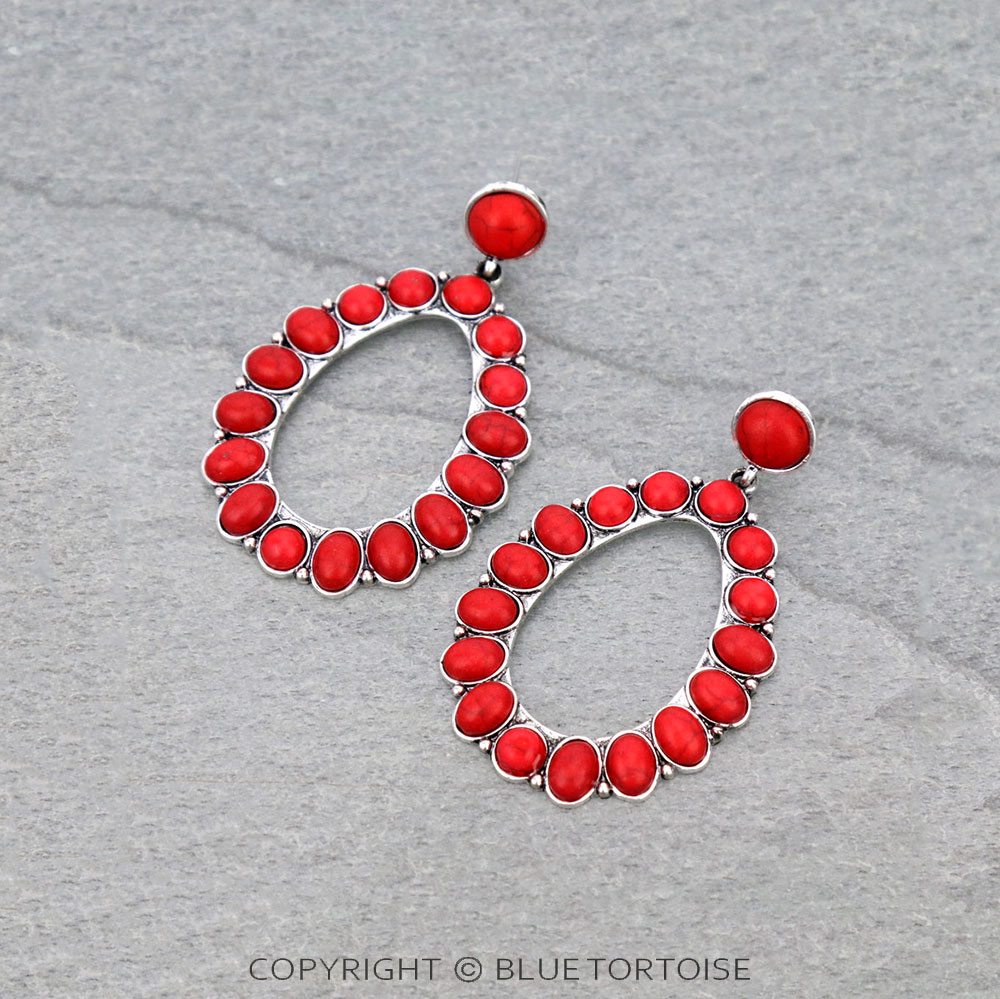 Western Oval Stone Post Earrings