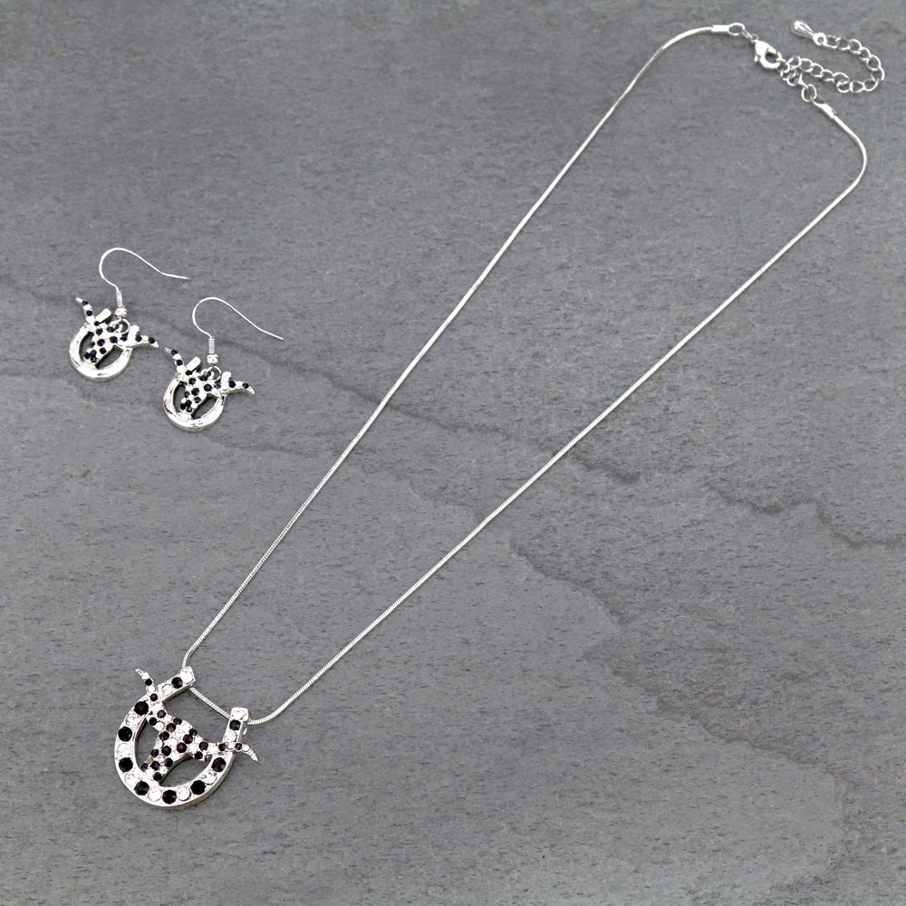 Steel Cow Head Pendant Necklace Set