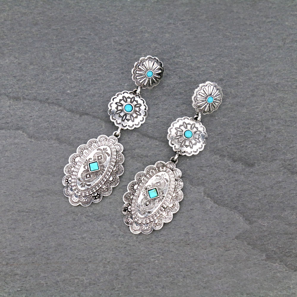 Western Concho Stud Earrings