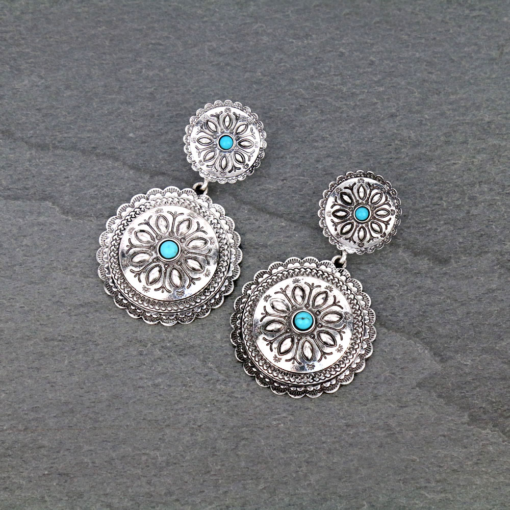 Western Concho Stud Earrings