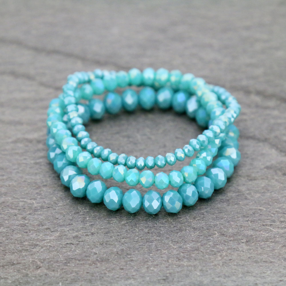 Small Crystal Bead Stackable Stretch Bracelet - Image 2
