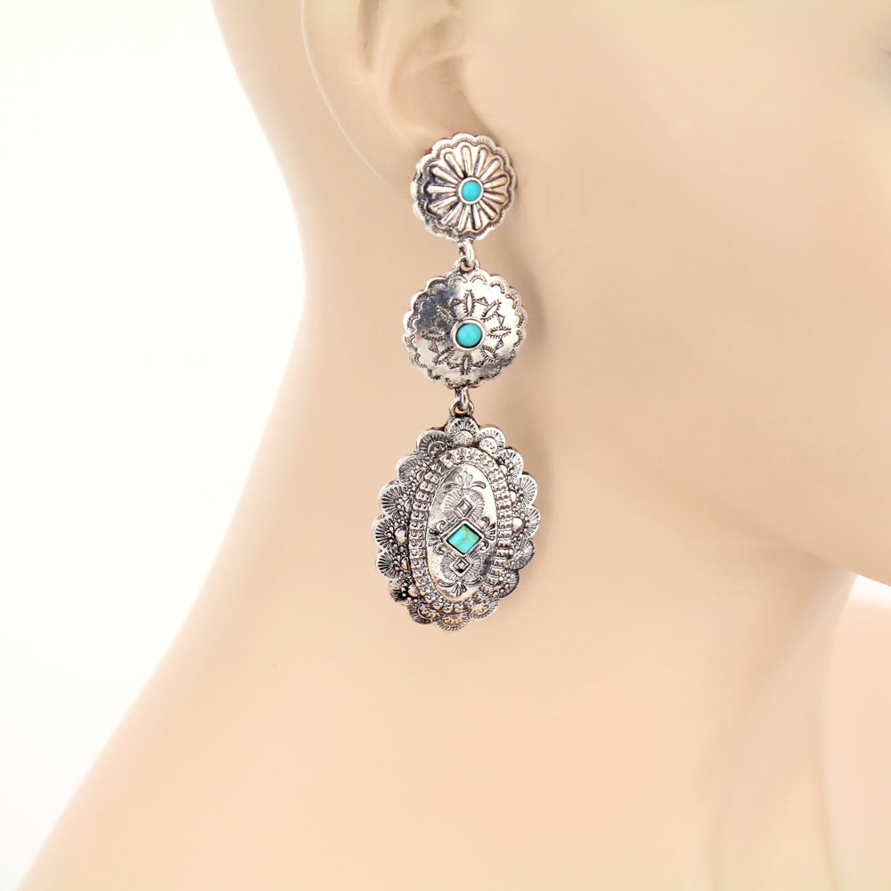 Western Concho Stud Earrings - Image 2