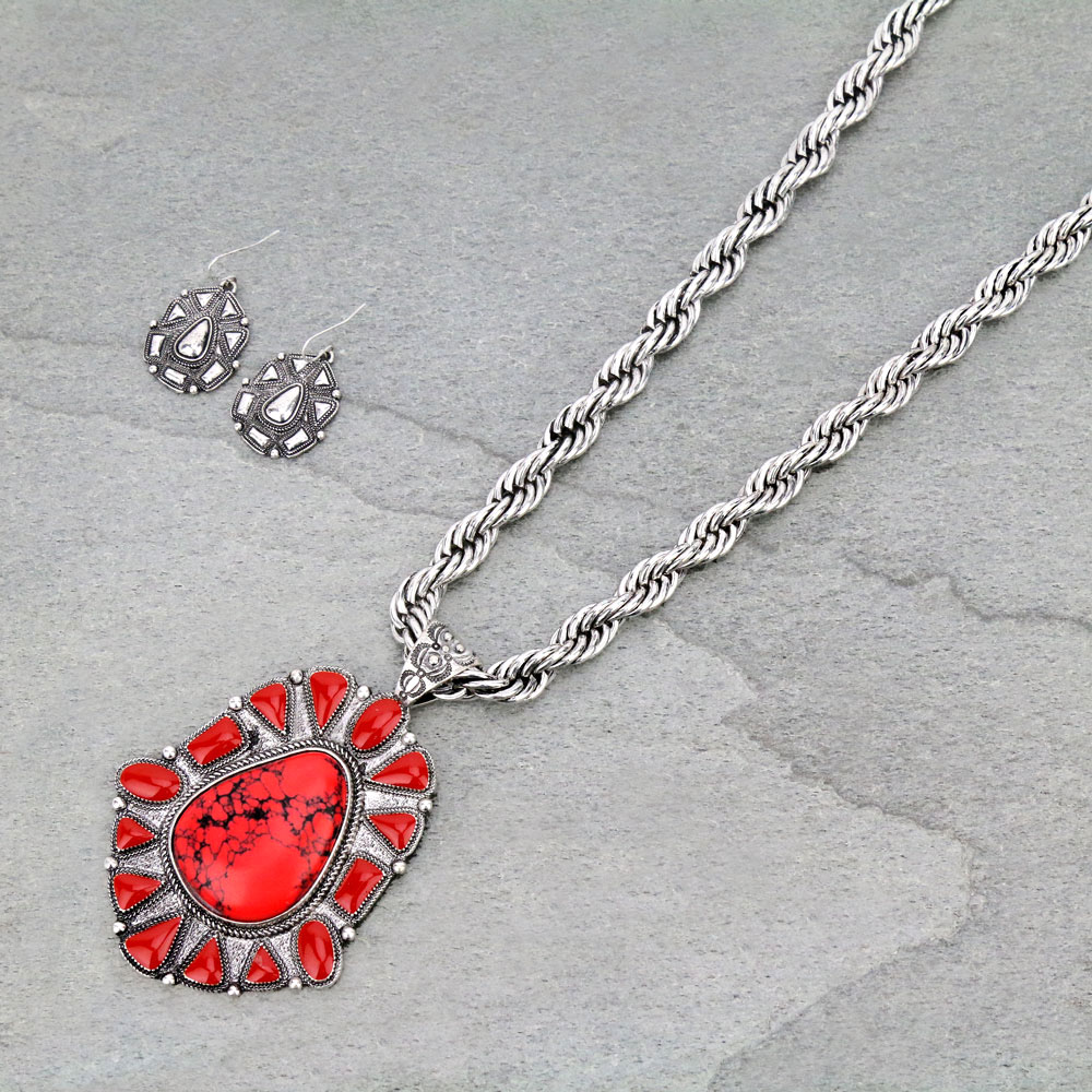 Western Style Stone Necklace Set