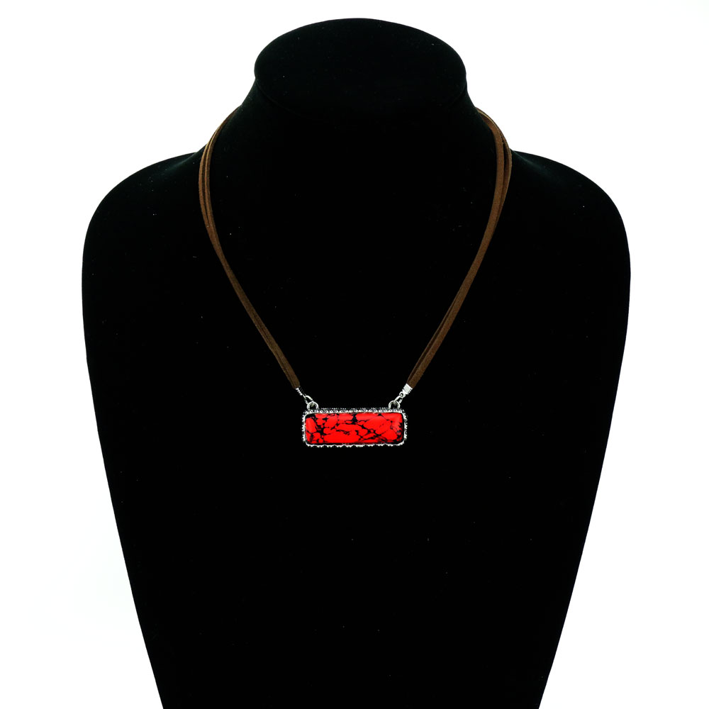Western Stone Bar Leather Necklace - Image 2