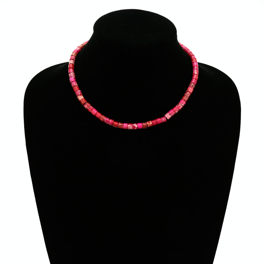 15" Long, 6mmx4mm Multi Tone Bead Necklace - Image 2