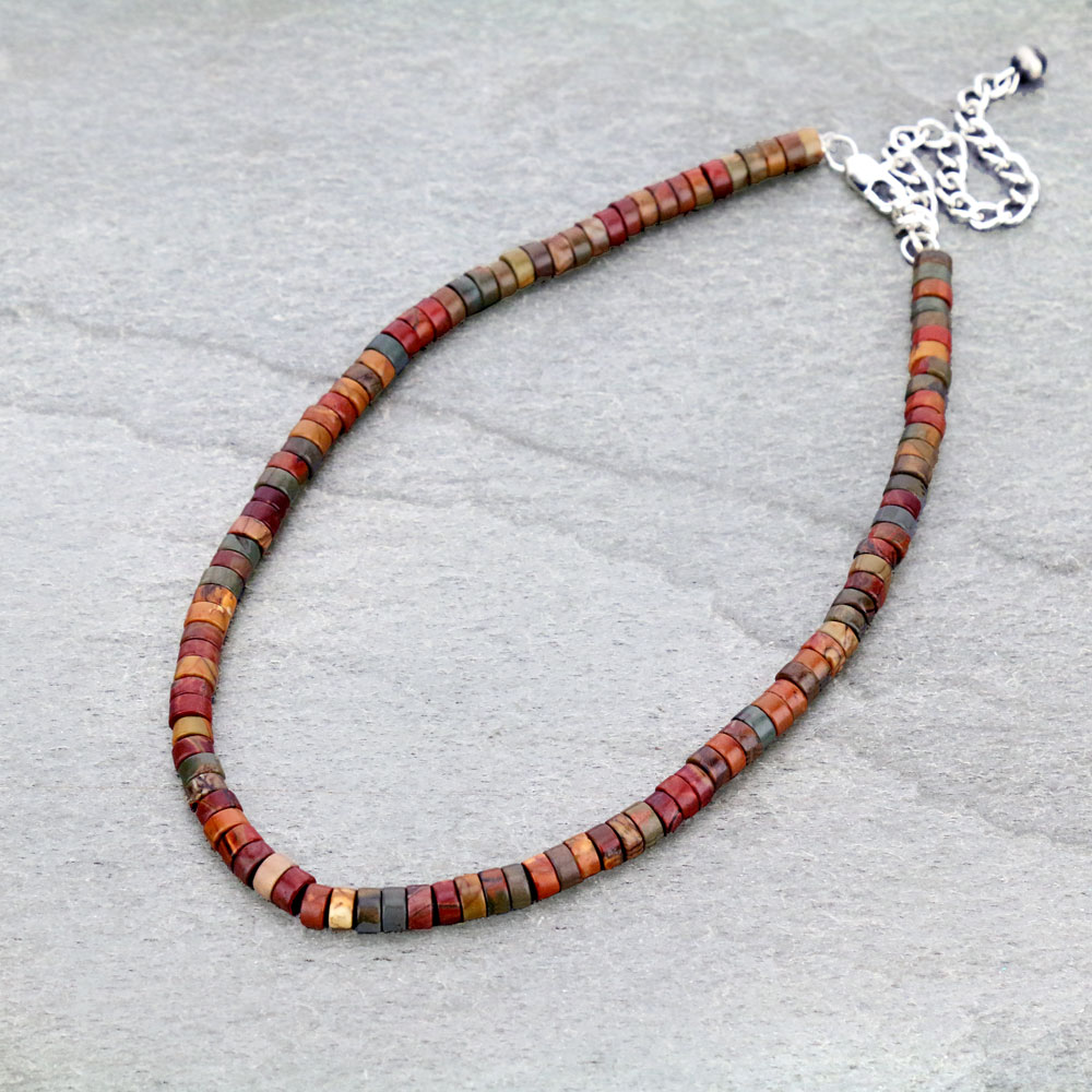 15" Long, 6mmx4mm Multi Tone Bead Necklace