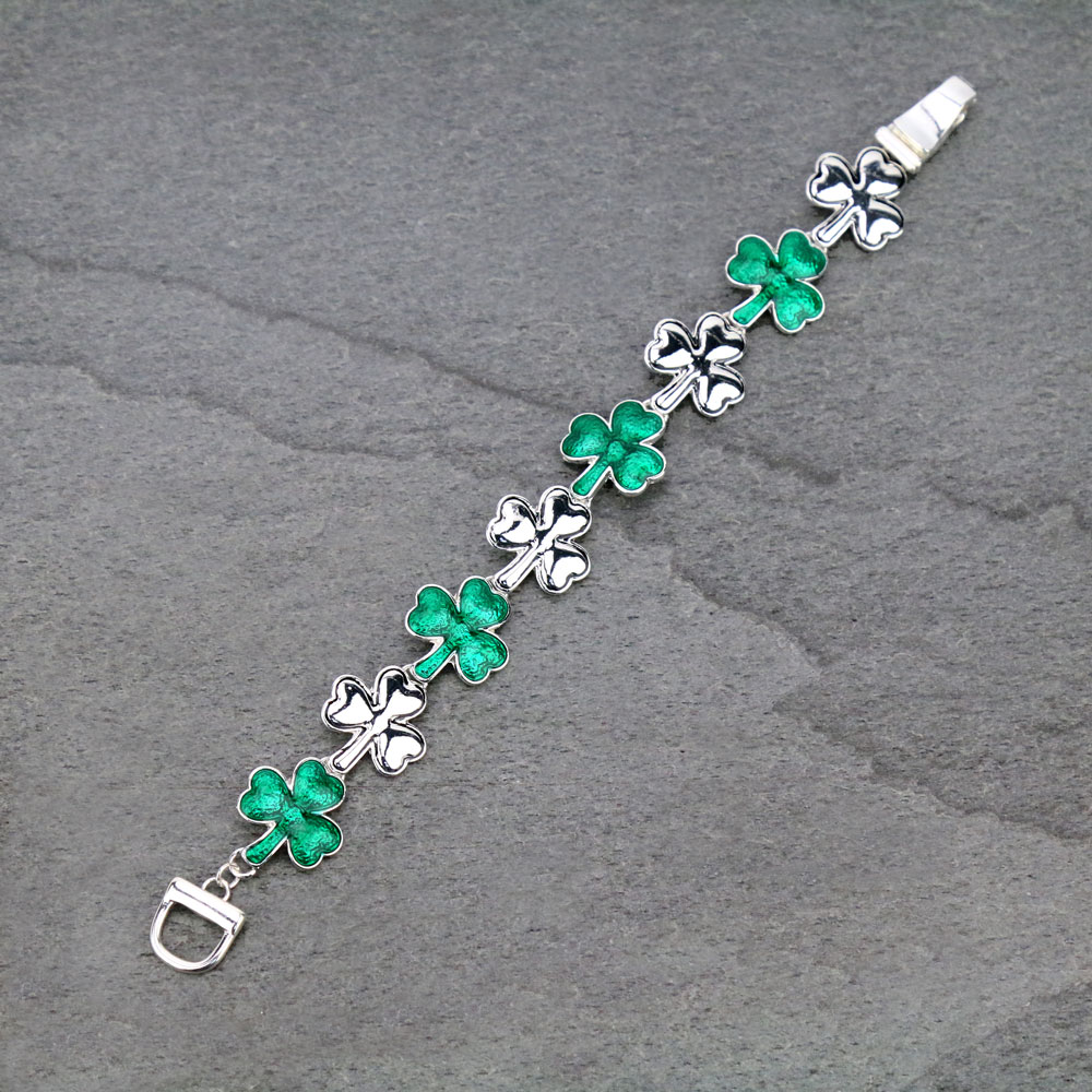 Saint Patrick's Day Three Leaf Clover Magnetic Bracelet - Image 2