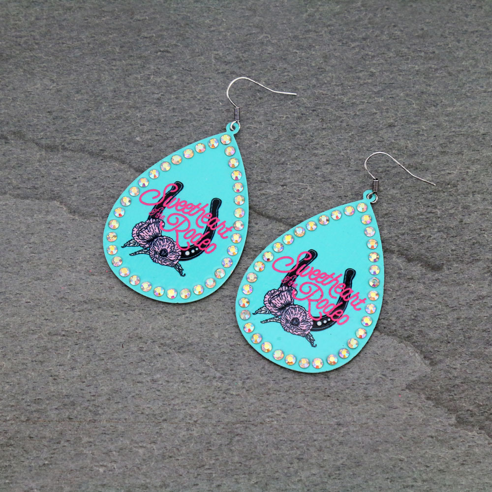 Rodeo Printed Metal Teardrop Dangle Earrings