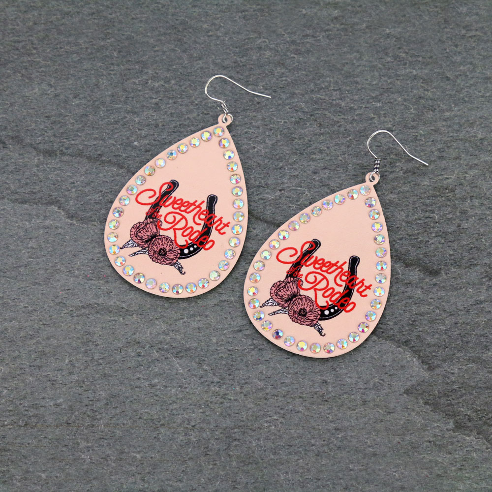 Rodeo Printed Metal Teardrop Dangle Earrings