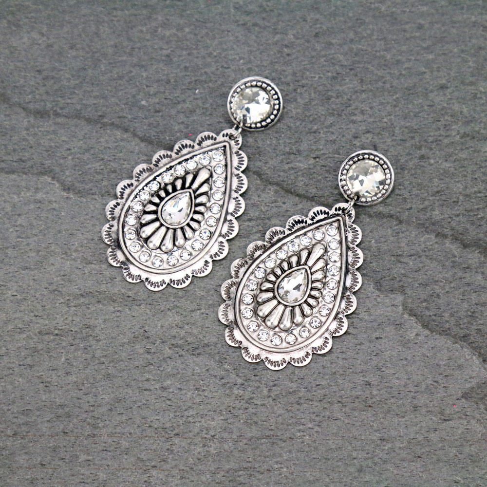 Teardrop Concho Stud Earrings