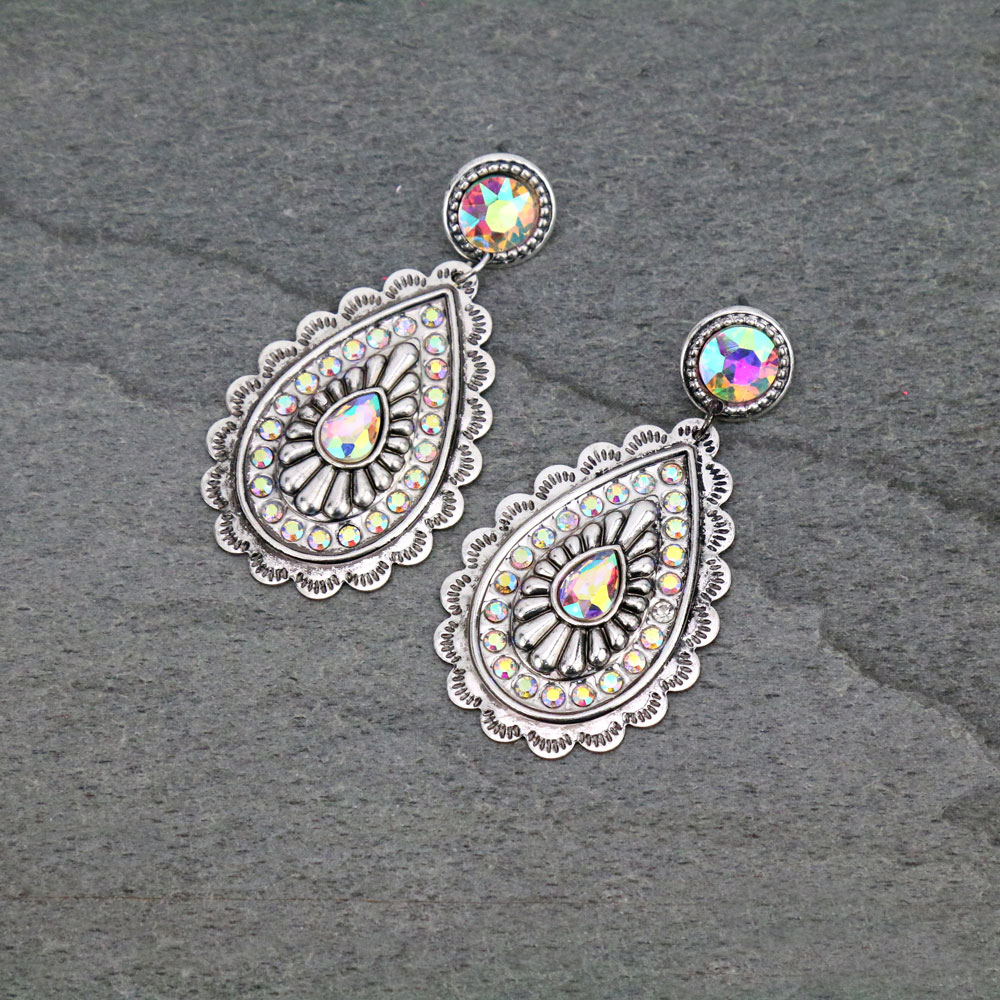 Teardrop Concho Stud Earrings