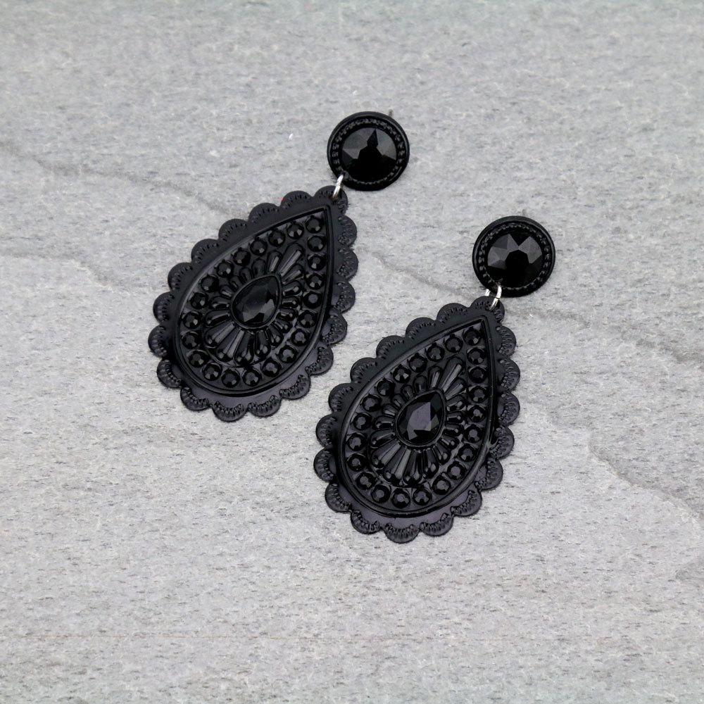 Teardrop Concho Stud Earrings