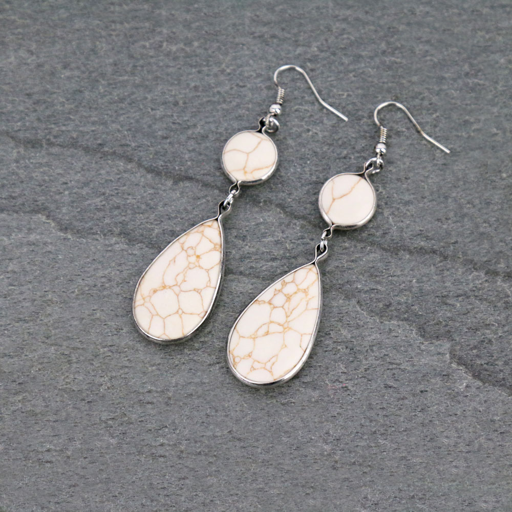 Stone Teardrop Dangle Earrings