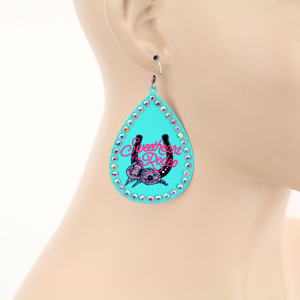 Rodeo Printed Metal Teardrop Dangle Earrings - Image 2