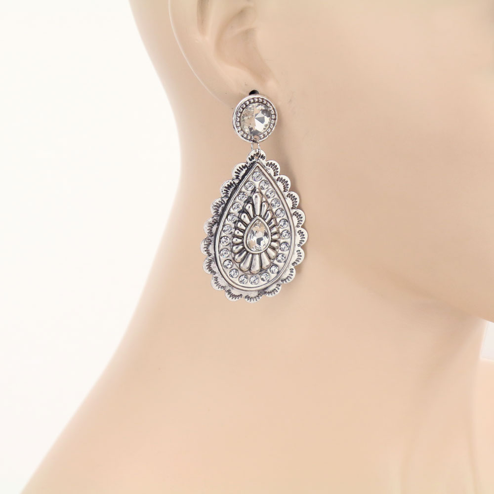 Teardrop Concho Stud Earrings - Image 2