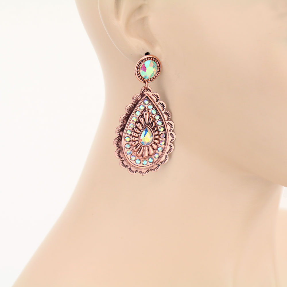 Teardrop Concho Stud Earrings - Image 2