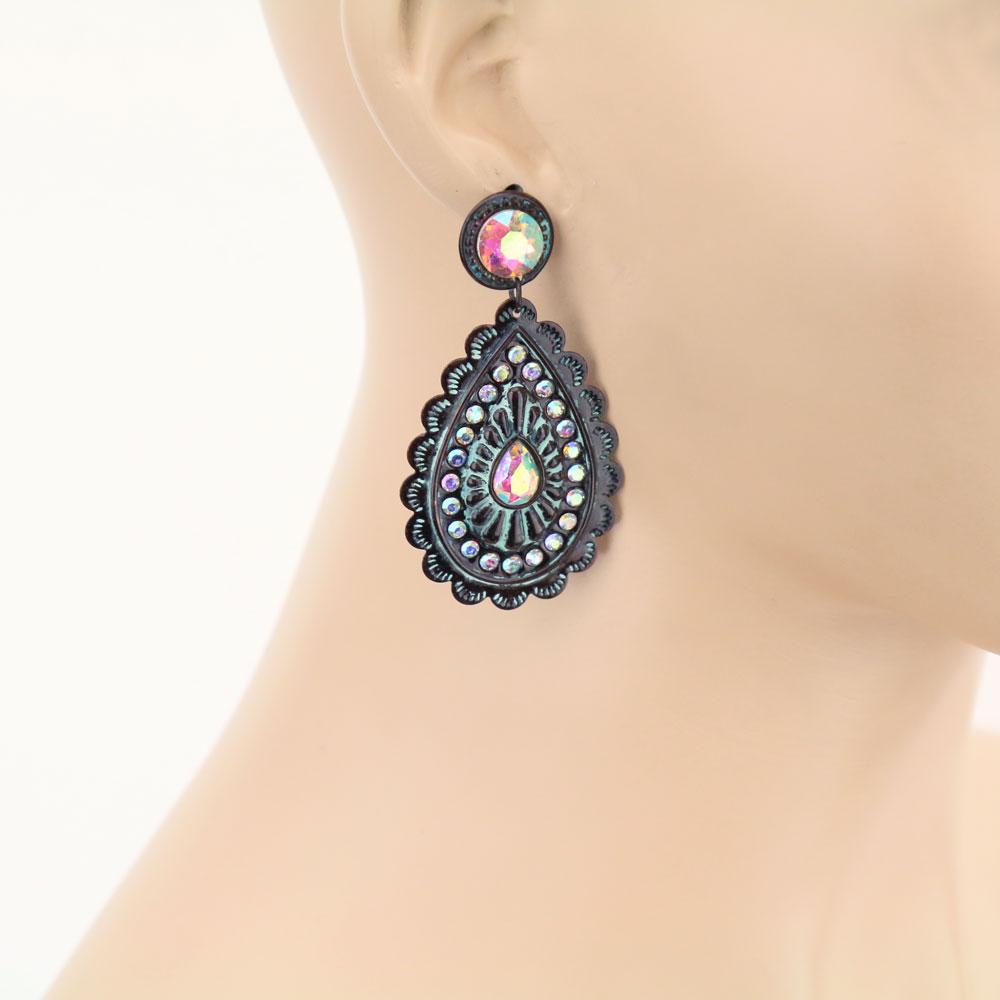 Teardrop Concho Stud Earrings - Image 2